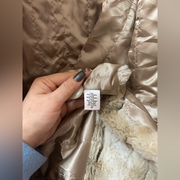 Dennis by Dennis Basso Faux Fur Jacket Women’s Large Neutral Plush Coat - Picture 7 of 10